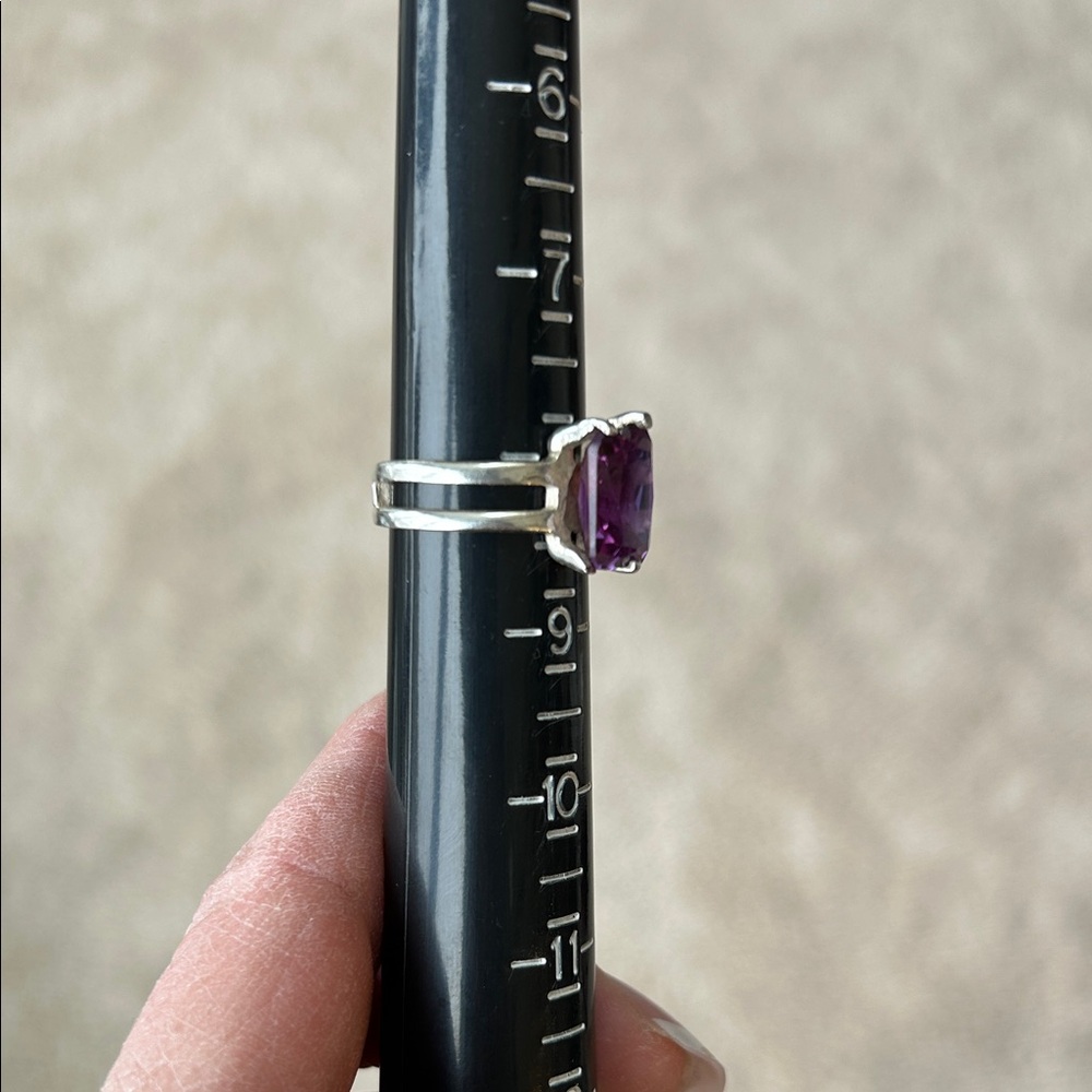 Chic Silver Ring With Purple Gemstone - image 6